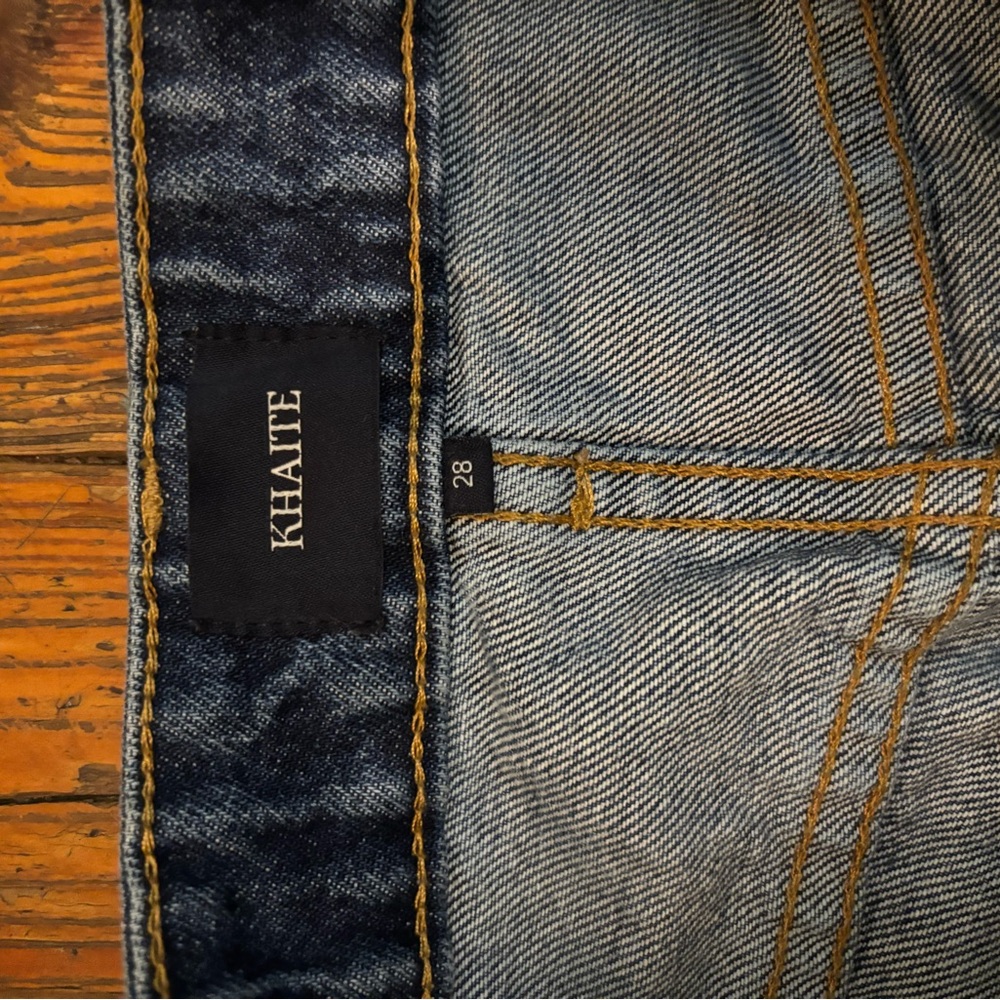 KHAITE Blue High Rise Jeans with Classic Twill Weave